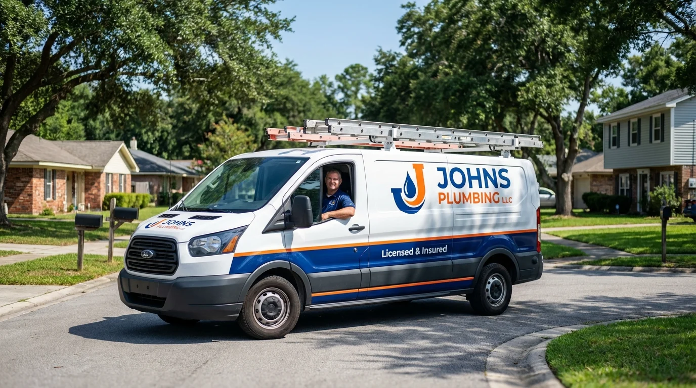Johns Plumbing LLC service van in Brighton, TN