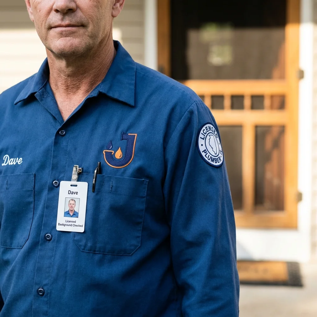 Licensed plumber showing ID badge in Brighton, TN
