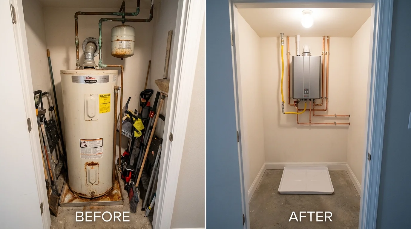 Tank water heater versus wall-mounted tankless unit comparison for Brighton, TN homeowners